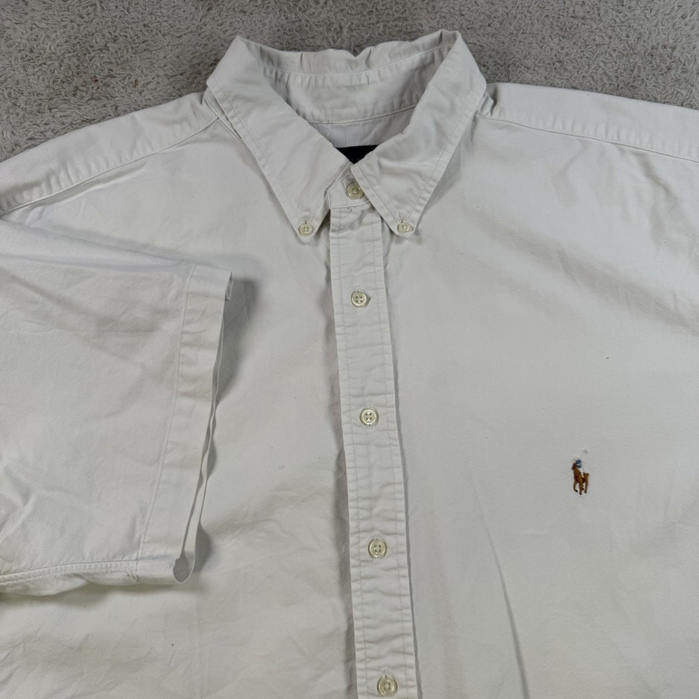 Polo Ralph Lauren Shirt Mens 2XLT White Button Down Short Sleeve Flesh Pony